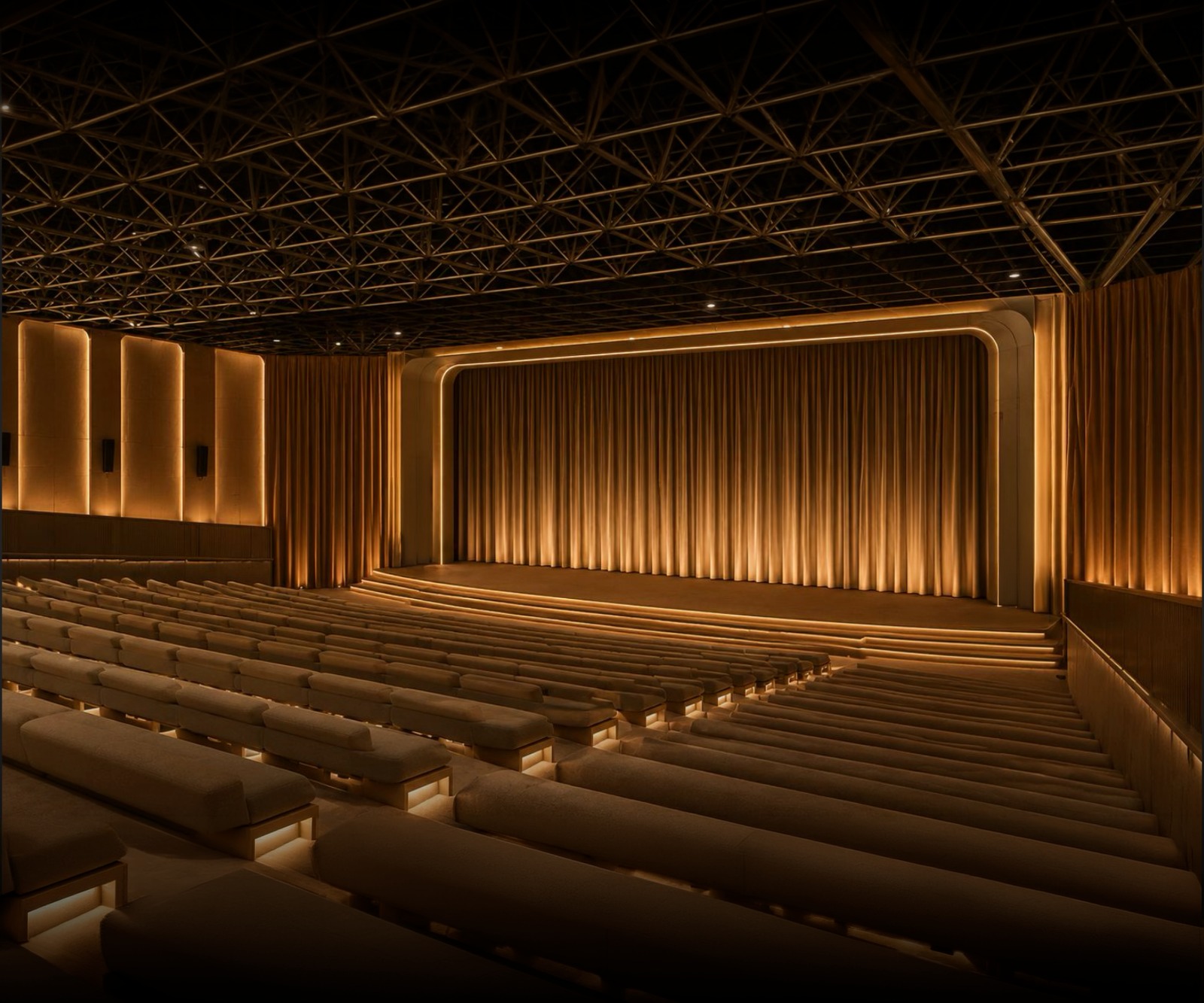 Anfiteatro auditório vazio cortina fechada